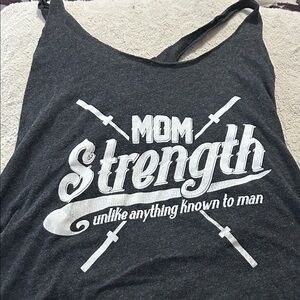 Gray 'Mom Strength' Tank Top